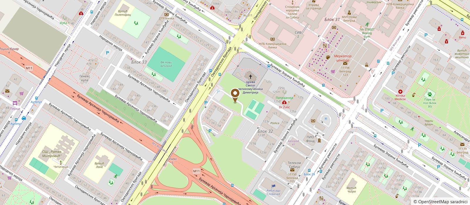 Mapa: Bulevar Mihajla Pupina 10ž, Novi Beograd